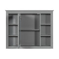 35'' X 27.5'' Medicine Cabinet, Wall Mounted Bathroom Storage Cabinet, Modern Bathroom Wall Cabinet With Mirror, Mirror Cabinet With 6 Open Shelves Not Include Bathroom Vanity Grey 1 5 Mirror Included Bathroom Wall Mounted Mdf Painted