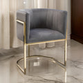 Meha 24 Inch Cantilever Dining Chair, Gray Velvet Upholstery, Gold Frame Gray Metal