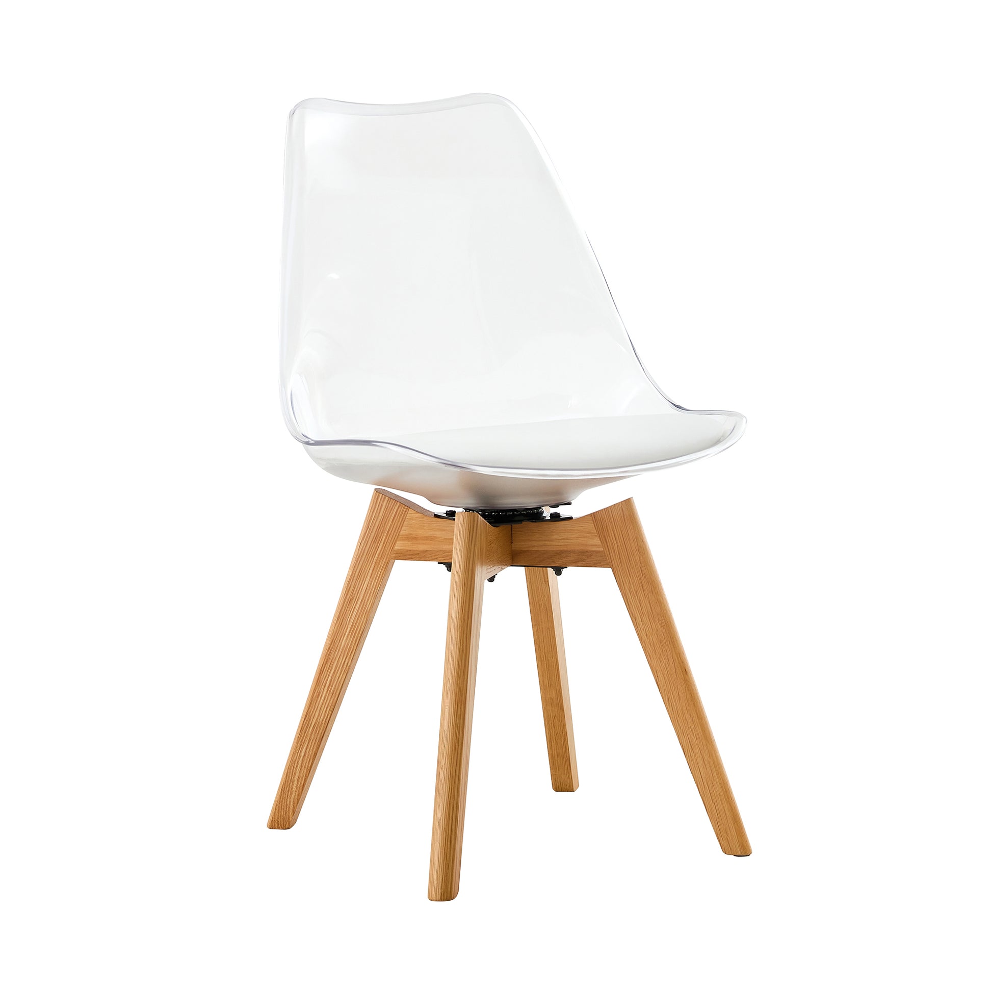 Modern Chairs Can Rotate 360 Degrees. The Backrest Is Made Of Pet Material, The Seat Cushion Is Made Of Pu Material, And The Support Legs Are Made Of Oak. Set Of 4 White Wood