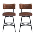 26''Retro Swivel Counter Stools Set Of 2,Brown Counter Stools With Iron Frame,Pu Sponge Cushion,Footrest,Suitable For Kitchen Bedroom Dining Room. Iron Brown Pu Kitchen Sponge Retro Set Of 2 Fiber