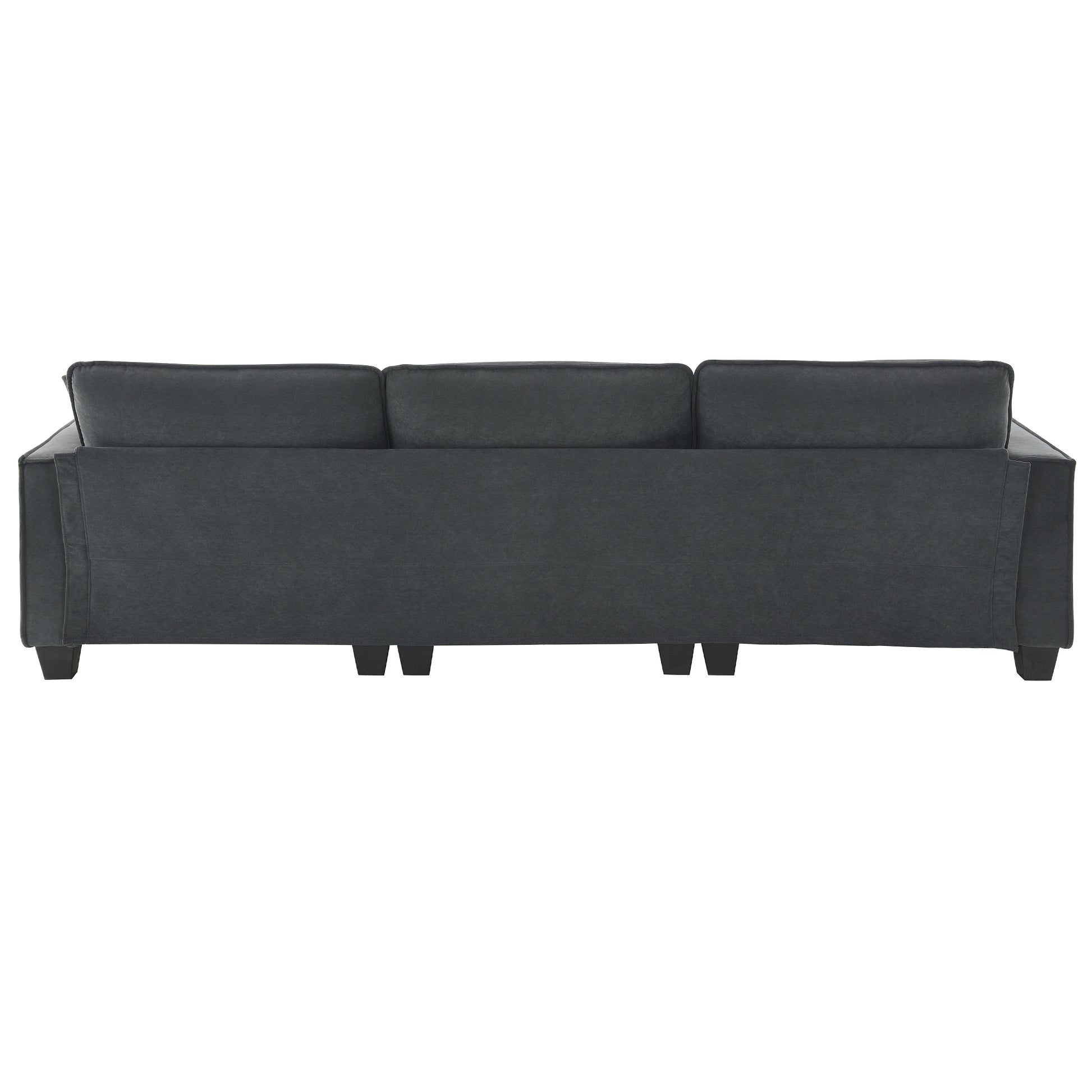 100*59" Modern Convertible Sectional Sofa,L Shaped Reversible Couch Set With Free Pillows,4 Seat Suede Velvet Sleeper Sofa With Ottoman For Living Room,Apartment,Office,3 Colors Dark Gray Suede 4 Seat