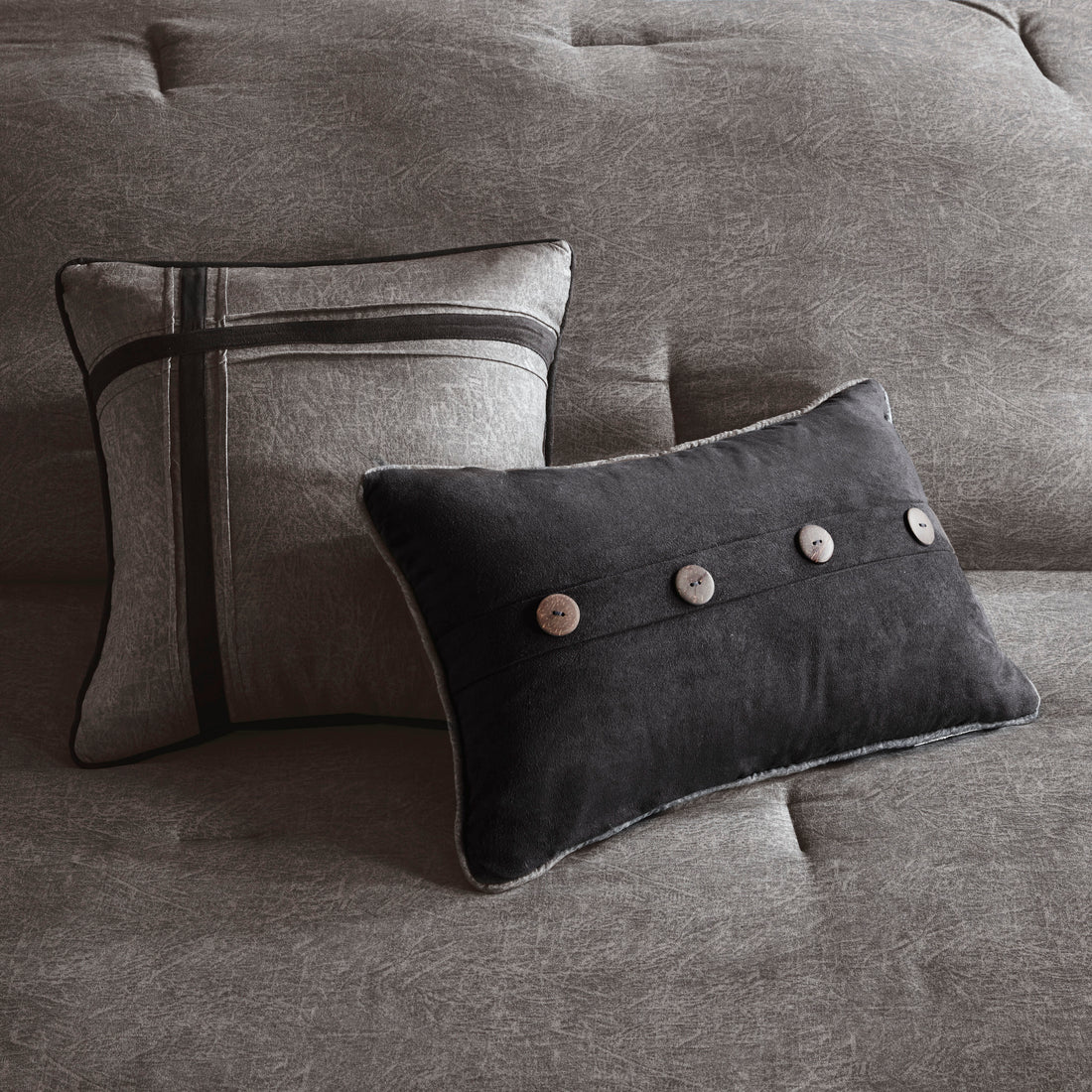 7 Piece Faux Suede Comforter Set Grey Queen Queen Grey Polyester