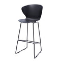 Kivi 30 Inch Set Of 2 Barstool Chairs, Metal, Curved Black Polypropylene Black Metal