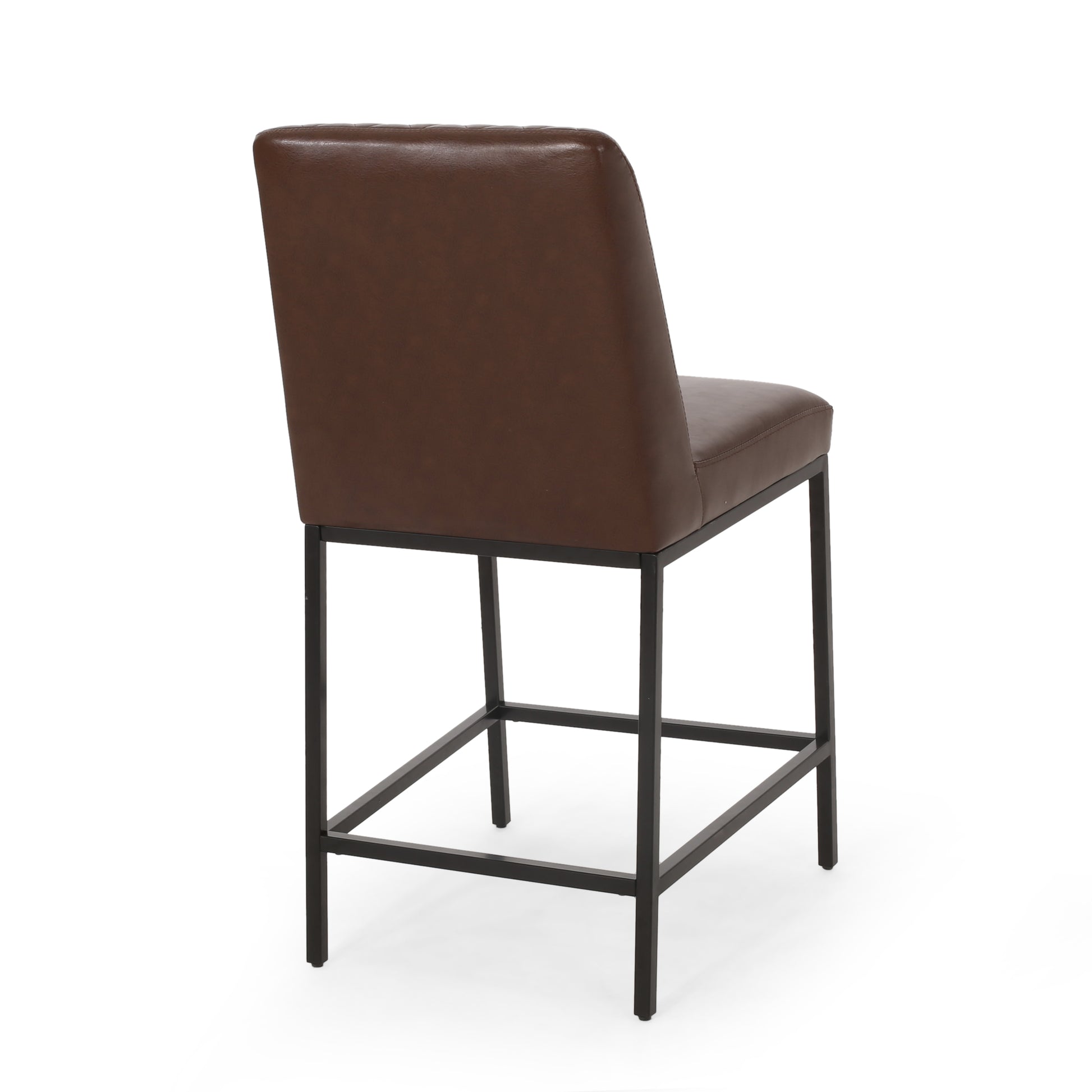 Counter Stool Set Of 2 Dark Brown Leather