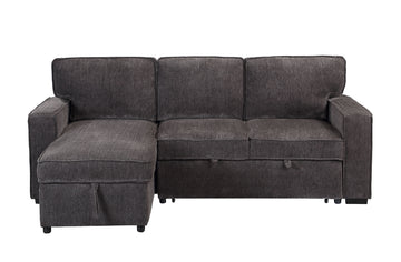 Territory Dark Grey Pull Out Sofa Bed Dark Gray Fabric 3 Seat