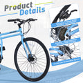 21 Speed Folding Hybrid Bike Disc Brake 700C Road Bike For Men Women'S City Bicycle Cycling Blue Garden & Outdoor Aluminium