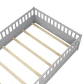 Full Size Floor Bed, Integral Construction With Super High Security Barrier, Door, Children'S Floor Bed Frame, Montessori Wooden Children'S Floor Bed, Support Slat Grey Box Spring Required Full Grey Wood Brown Bedroom American Design,Artsy Pine Bed Frame