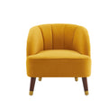 Upholstered Barrel Accent Chair With Wooden Legs Orange Rubberwood Velvet