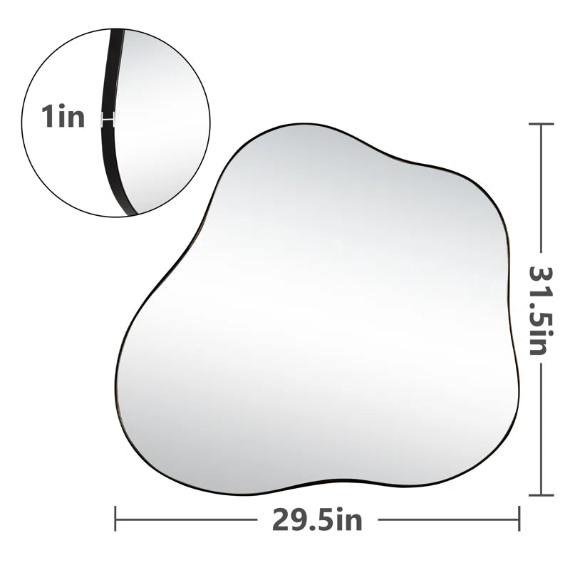 Irregular Cloud Shaped Metal Accent Wall Mirror Black And Silver Art Deco,Modern Metal