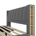 King Size Upholstery Platform Bed With Storage Headboard, 2 Drawers And Trundle, Gray King Gray Upholstered