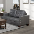 Modern Design 2Pc Sofa Set Premium Faux Leather Upholstery Gray Sofa Loveseat Comfort Tufted Detail Solid Wood Frame Living Room Furniture Gray Faux Leather Wood Primary Living Space Modern Faux Leather 5 Seat