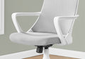 Office Chair, Adjustable Height, Swivel, Ergonomic, Armrests, Computer Desk, Work, Grey Mesh, White Metal, Contemporary, Modern White Foam Polyester