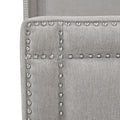 Elle Wingback Upholstered King Bed, Silver Grey Polyester Gray Polyester