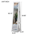 Full Length Mirror 360 Swivel Jewelry Cabinet White Mdf