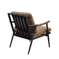 Berham Chestnut And Matt Iron Accent Chair With Metal Leg Chestnut Primary Living Space Genuine Leather