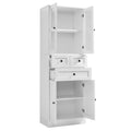 Tall Bathroom Storage Cabinet, Cabinet With Four Doors And Drawers, Adjustable Shelf, Mdf Board, White White Mdf