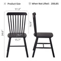 4 Pieces Of Dining Chair, Black, Rubber Wood Material, Dining Chair, Solid Wood Chair, Solid Wood Dining Table Chair, Living Room Chair, Simple And Natural Black Rubber Wood