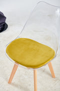 Wood Leg And Transparent Back Chair,Set Of 4,Dining Chair,Coffee Chair Transparent Wood Plastic