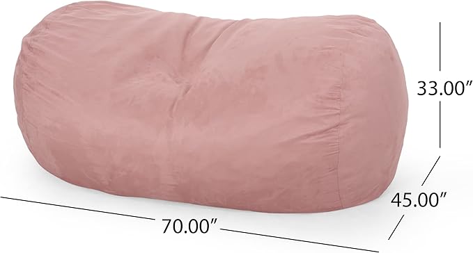 Asher Bean Bag 6.5 Ft. Bean Bag Rose Polyester