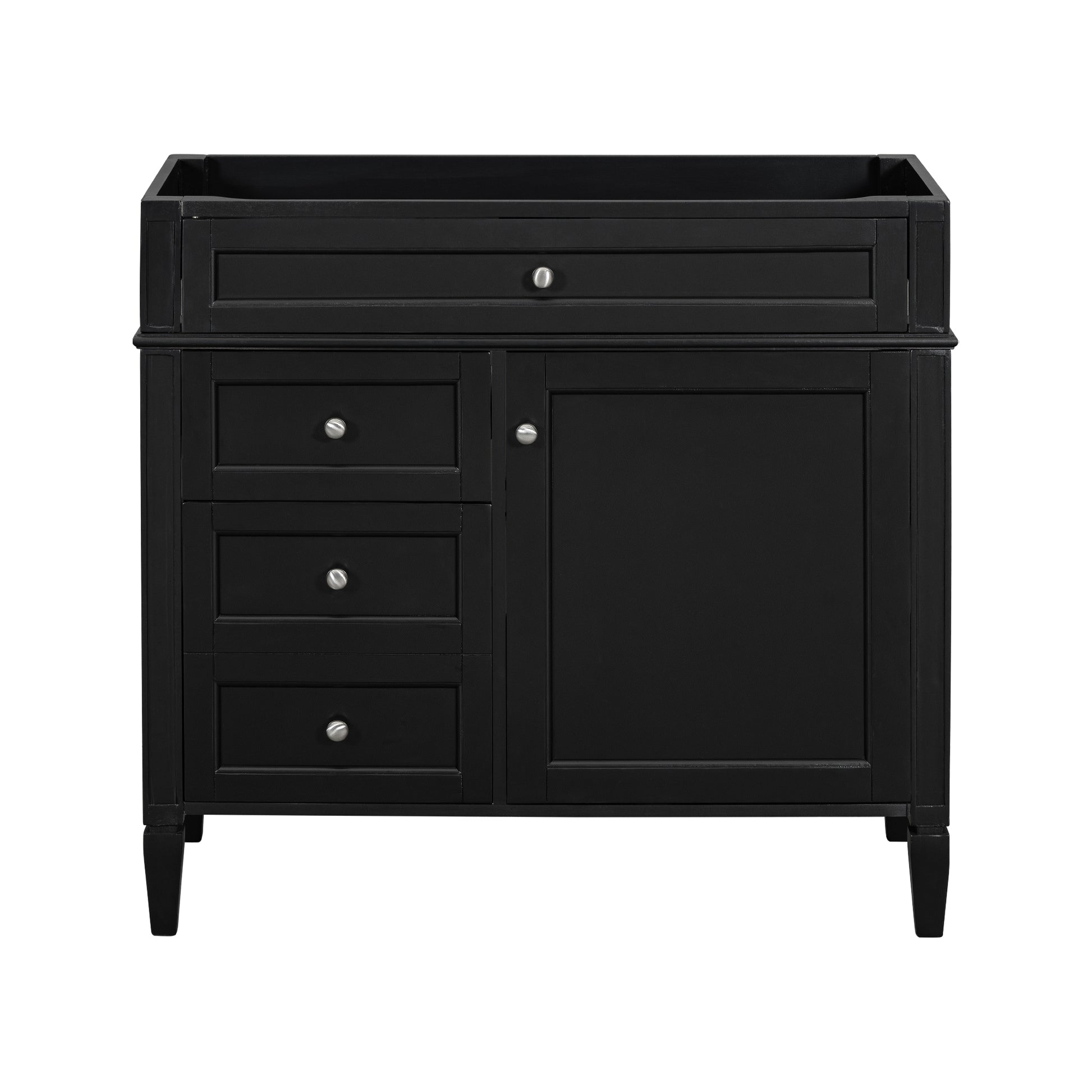 36'' Bathroom Vanity Without Top Sink, Modern Bathroom Storage Cabinet With 2 Drawers And A Tip Out Drawer, Solid Wood Frame Not Include Basin Sink Black Solid Wood Mdf