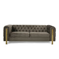 Mirod Comfy 3 Seat Sofa With Tufted Back And Arm, Modern For Living Room Grey Velvet 3 Seat