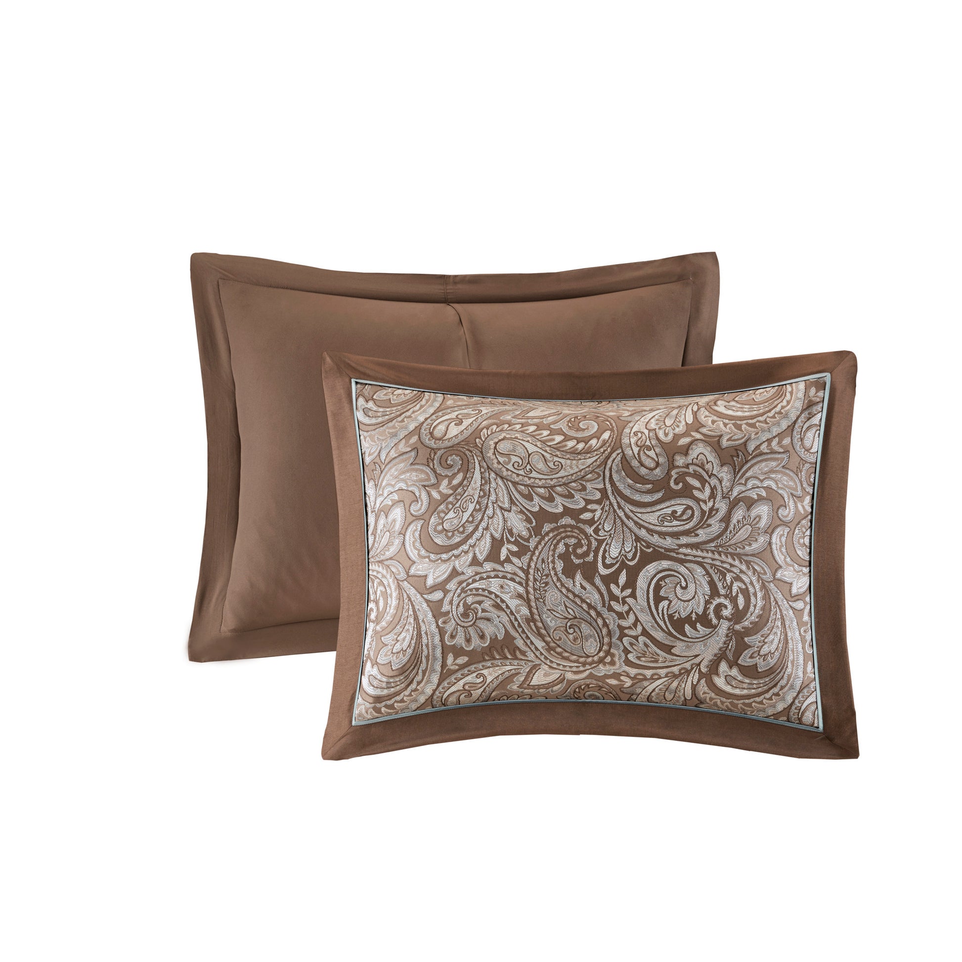 12 Piece Comforter Set With Cotton Bed Sheets Blue Brown King King Blue Brown Cotton