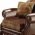 Wooden Chair With 1 Pillowcherry Brown Brown Leather