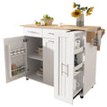 K&K Kitchen Island With Drop Leaf, Kitchen Storage Cart With 3 Tier Pull Out Cabinet Organizer, Internal Storage Rack, Rolling Kitchen Cart On Wheels With Towel Rack, 2 Drawers, For Kitchen, White White Brown Kitchen Classic,Farmhouse,Luxury,Modern