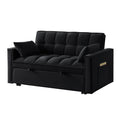 4 In1 Loveseat Sofa Bed With Armrests & Storage Pockets, Multi Function Tufted Pull Out Sofa Bed With Adjustable Backrest And Pillows, Convertible Loveseat Sofa Couch,Black Black Velvet Primary Living Space Medium Soft Tufted Back American