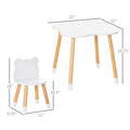 Qaba Wooden Kids Table And Chair Set Ideal For Arts, Meals, Homework, Cute Toddler Activity Table For Age 3 Years , White White Mdf