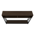 Accent Table, Console, Entryway, Narrow, Sofa, Living Room, Bedroom, Brown Laminate, Black Metal, Contemporary, Modern Espresso Metal