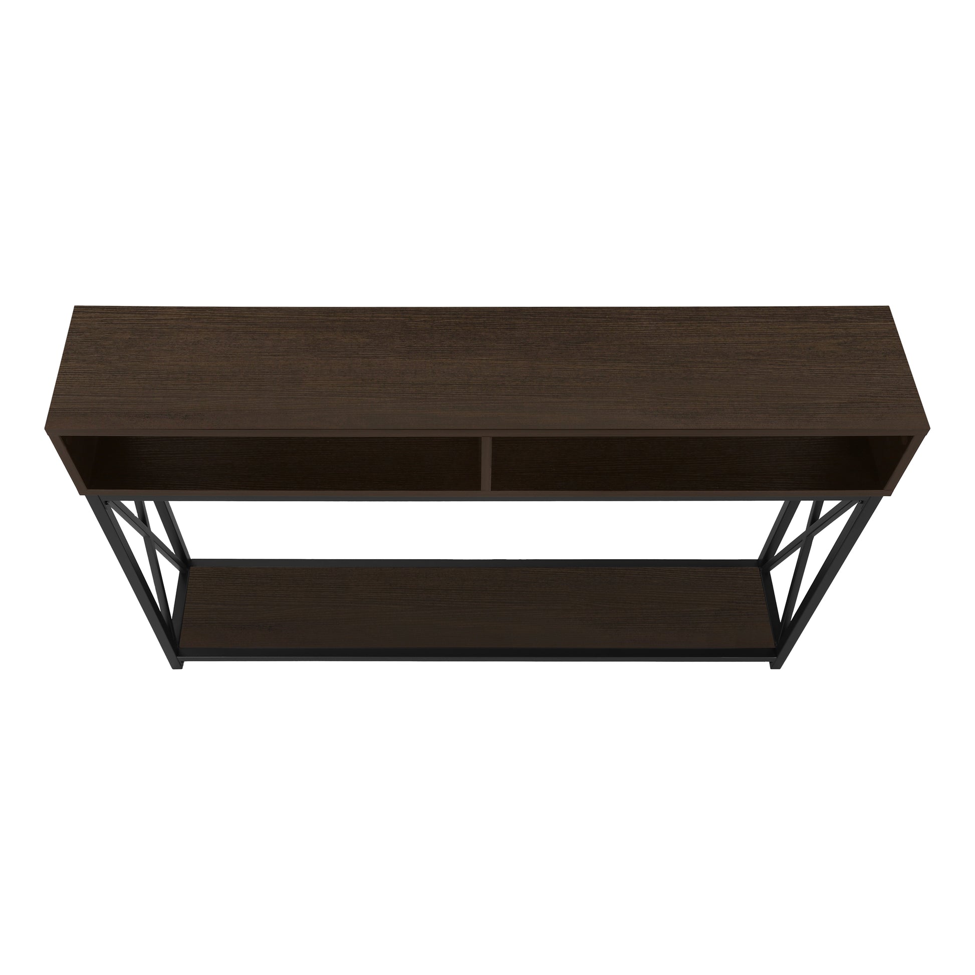 Accent Table, Console, Entryway, Narrow, Sofa, Living Room, Bedroom, Brown Laminate, Black Metal, Contemporary, Modern Espresso Metal