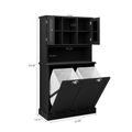 Two Compartment Tilt Out Dirty Laundry Basket Tall Bathroom Cabinet With 2 Adjustable Shelves Black Black Mdf