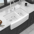 White Farmhouse Sink 33 Inch White Ceramic Double Bowl 60 40 Farm Kitchen Sink White Ceramic