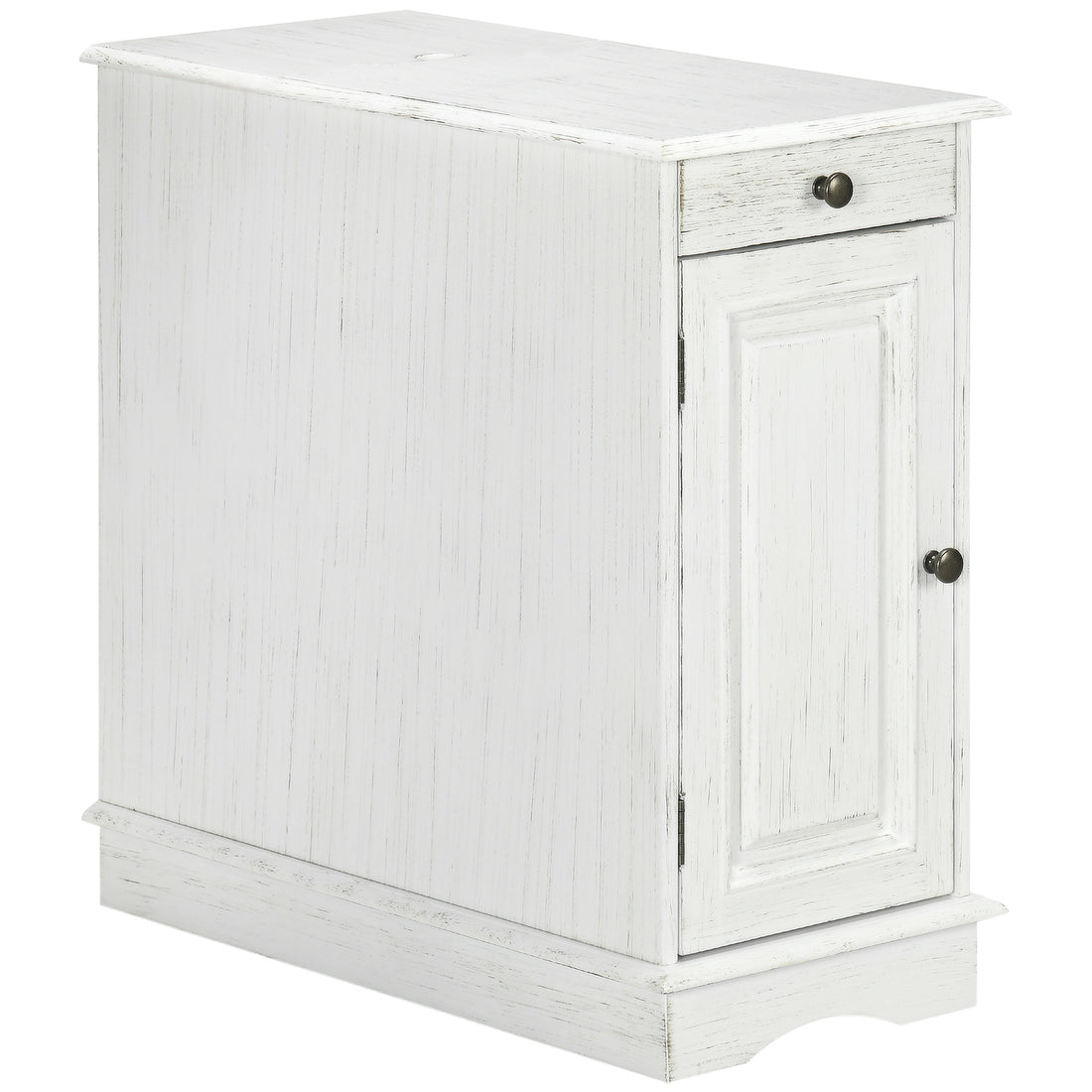 Homcom Side Table With Flip Top, Accent End Table With Storage Drawer For Living Room, White White Mdf