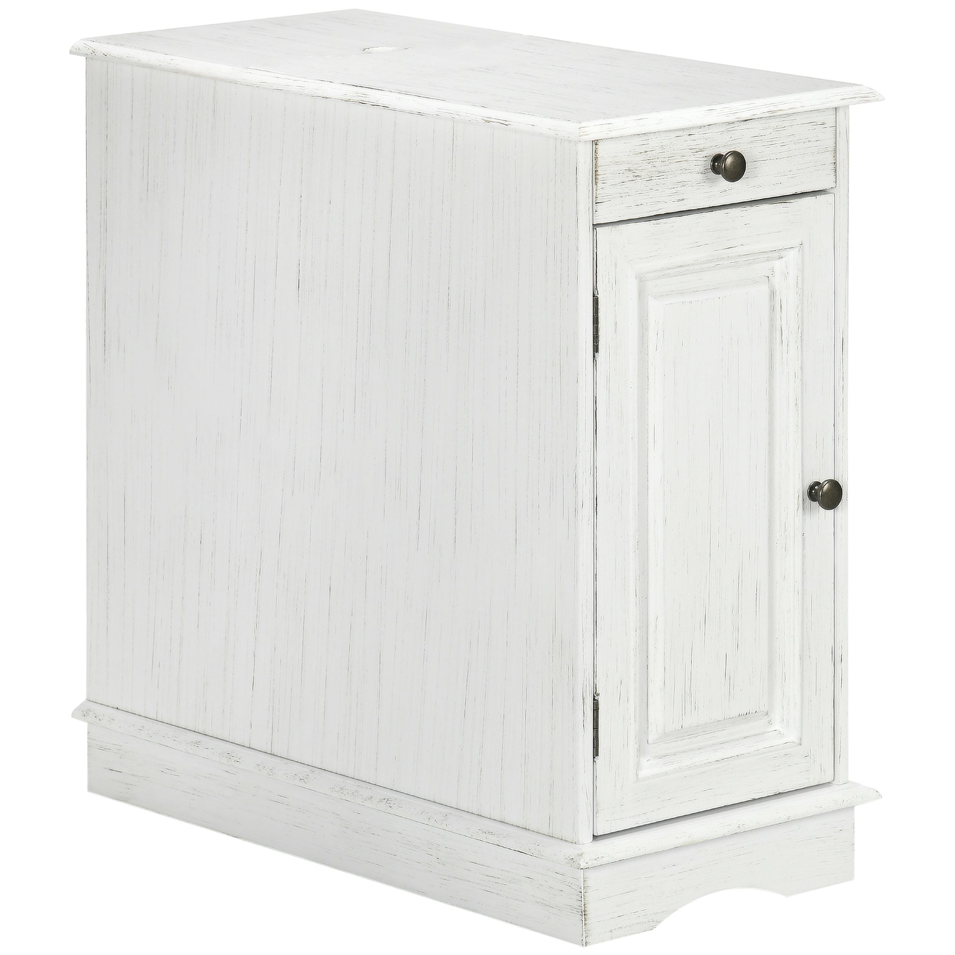 Homcom Side Table With Flip Top, Accent End Table With Storage Drawer For Living Room, White White Mdf