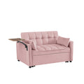Pink Velvet Loveseat Sofa Bed Pink Wood Tufted Back Square Arms Foam Velvet 2 Seat