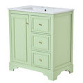 30 Inch Bathroom Vanity Cabinet With Ceramic Basin, 3 Drawers And Adjustable Shelves Green Bathroom Solid Wood Mdf