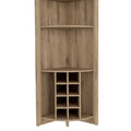 Essential Corner Bar Cabinetthree Shelves, Eight Built In Wine Rack, Two Side Shelves Macadamia Light Oak Dining Room Modern Shelves Included Particle Board