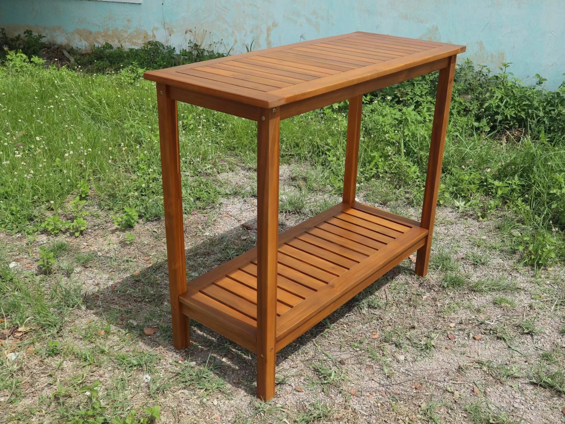 Wooden Workstation For Garden Balcony Garage, Acacia Console Potting T