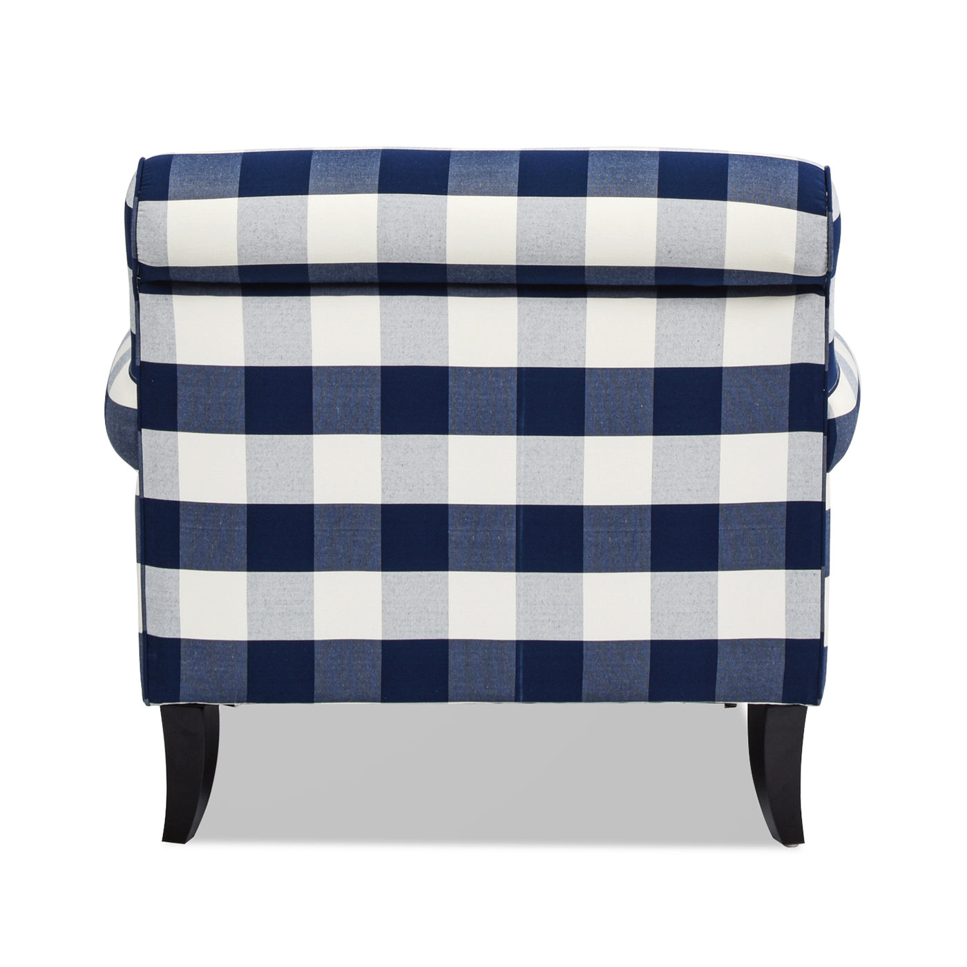 Alana 38" Lawson Accent Arm Chair Metal Casters, Blue Lattice Woven Blue Plaid Foam Fabric