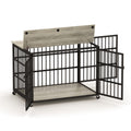 Furniture Style Dog Crate Wrought Iron Frame Door With Side Openings, Grey, 43.3''W X 29.9''D X 33.5''H. Grey Particle Board