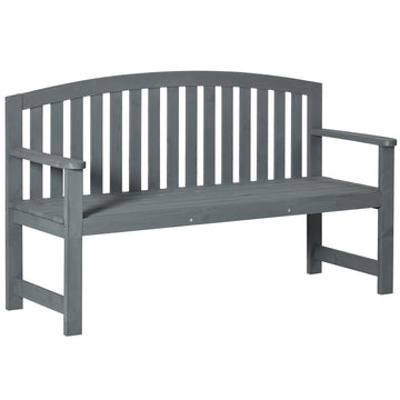 Outsunny 56" Outdoor Wood Bench, 2 Seater Garden Bench With Backrest And Armrest, Patio Bench For Patio, Porch, Poolside, Balcony, Gray Gray Wood