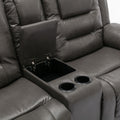 Home Theater Recliner Set Manual Recliner Chair With Wide Armrest, Two Built In Cup Holders For Living Room,Bedroom, Grey Grey Foam Pu