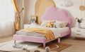 Twin Size Upholstered Cloud Shape Bed ,Velvet Platform Bed With Headboard,No Box Spring Needed,Pink Twin Pink Velvet