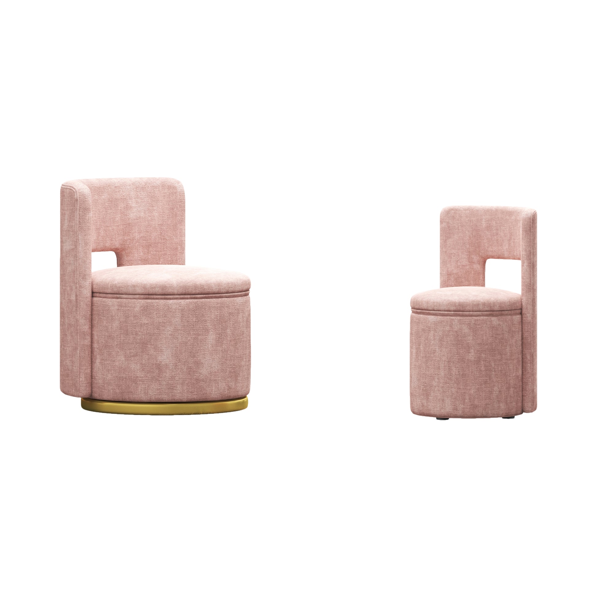 360 Round Swivel Chair With Storage Under Seat, Comfy Chair For Living Room Bedroom Reading Room Pink Pink Primary Living Space Modern Eucalyptus Foam Chenille