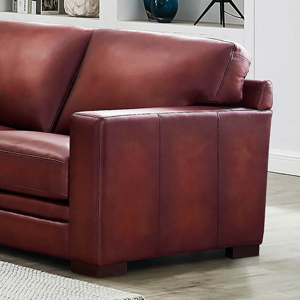 Dillon Waxy Pull Up Leather Sofa Mocha Down Filling Genuine Leather 3 Seat