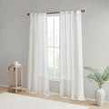 Yarn Dye Sheer Curtain Panel Pair 2 Pcs Window Panels White Polyester