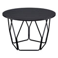 Espresso And Black Coffee Table With Drum Shape Espresso Primary Living Space Round Wood Metal Sled