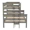 Wood Twin Over Full Bunk Bed With Ladder, Gray Twin Box Spring Not Required Gray Solid Wood Mdf